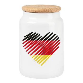 Drapeau allemand abstrait coeur design - Boîte à biscuits avec couvercle en bois - blanc - Devant