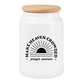 Christian heaven funny quotes prayer warrior retro - Cookie Jar with Wooden Lid - white - Front