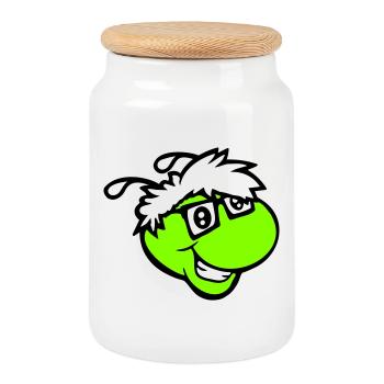 Nerd Caterpillar Intelligent Geek Worm Horn-rimmed Glasses Smart - Cookie Jar with Wooden Lid - white - Front
