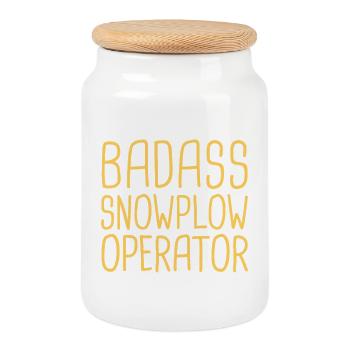 Snowplow Operator Badass Schneepflugfahrer - Keksdose mit Holzdeckel - Weiß - Vorne