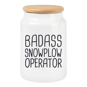 Snowplow Operator Badass Schneepflugfahrer - Keksdose mit Holzdeckel - Weiß - Vorne