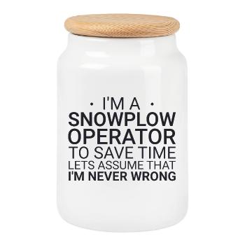 Snowplow Operator Never Wrong Schneepflugfahrer - Keksdose mit Holzdeckel - Weiß - Vorne