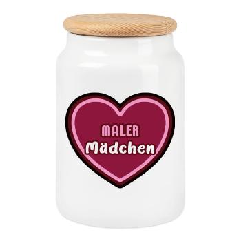 Malerin Maler Mädchen Kind Azubine Azubi - Keksdose mit Holzdeckel - Weiß - Vorne