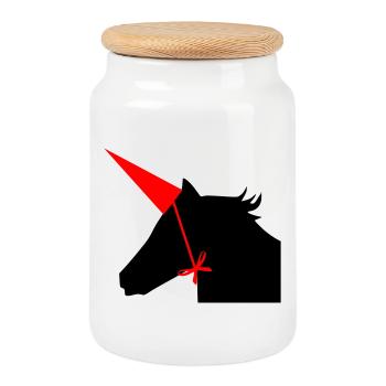 chapeau de licorne - Boîte à biscuits avec couvercle en bois - blanc - Devant