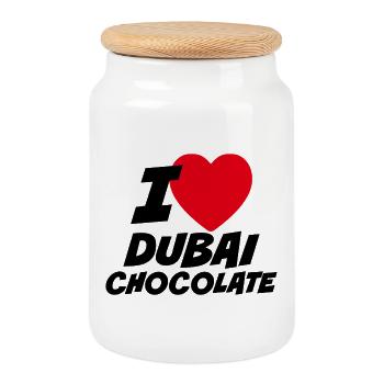 J'adore le chocolat de Dubaï - Boîte à biscuits avec couvercle en bois - blanc - Devant