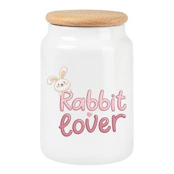 Design Lapin Cute pour Enfants - Boîte à biscuits avec couvercle en bois - blanc - Devant