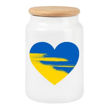 Ukraine Herz - Keksdose mit Holzdeckel - Weiß - Vorne