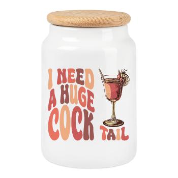 I need a cocktail word game adults - Cookie Jar with Wooden Lid - white - Front