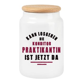 Praktikantin Konditorin Praktikum Konditorei - Keksdose mit Holzdeckel - Weiß - Vorne