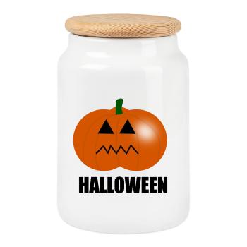 HALLOWEEN. PUMPKIN. HALLOWEEN PUMPKIN - Cookie Jar with Wooden Lid - white - Front