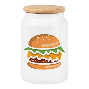 Comic Burger Cheeseburger - Cookie Jar with Wooden Lid - white - Front