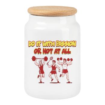 Passion Fitness Motivation Design - Boîte à biscuits avec couvercle en bois - blanc - Devant