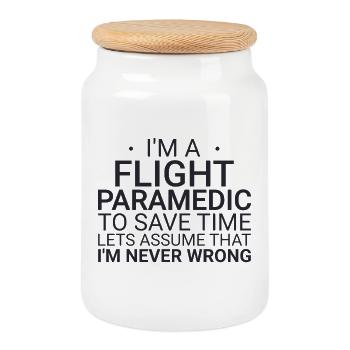 Flight Paramedic Never Wrong Air Rescue - Cookie Jar with Wooden Lid - white - Front