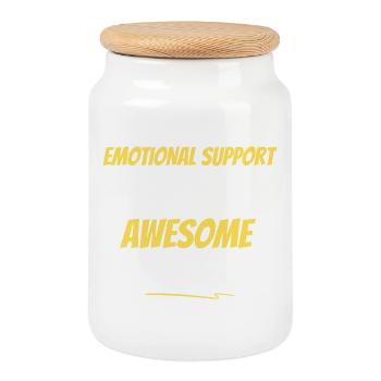 Emotional Support Awesome Inside - Cookie Jar with Wooden Lid - white - Front