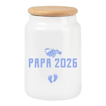 Promotion Papa 2026 chargement - Boîte à biscuits avec couvercle en bois - blanc - Devant