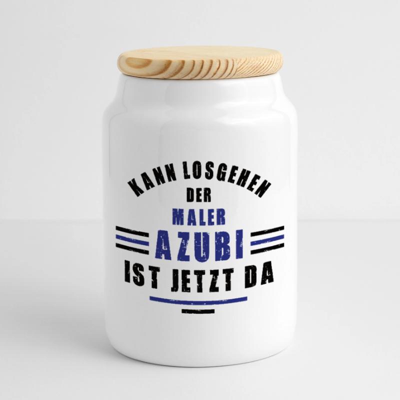 Trainee painter apprenticeship training painter training Cookie Jar with Wooden Lid