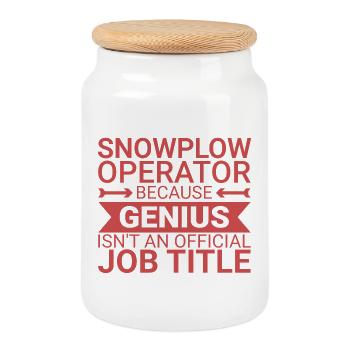 Snowplow Operator Genius Schneepflugfahrer - Keksdose mit Holzdeckel - Weiß - Vorne
