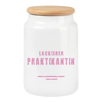 Lackierer Praktikantin Danke Praktikum Lackiererei - Keksdose mit Holzdeckel - Weiß - Vorne
