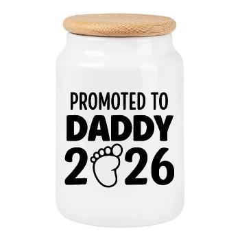 Promoted To Daddy 2026 - Keksdose mit Holzdeckel - Weiß - Vorne