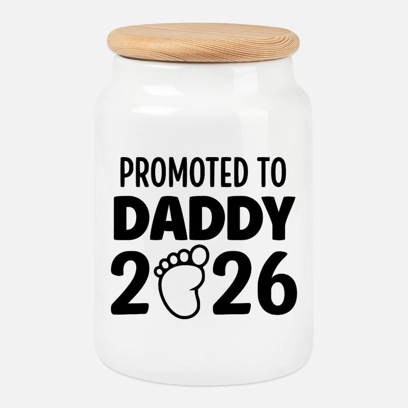 Promoted To Daddy 2026 - Keksdose mit Holzdeckel - Weiß