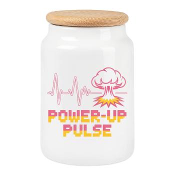 Power Up Pulse Pop Culture Rétro Jeu vidéo - Boîte à biscuits avec couvercle en bois - blanc - Devant