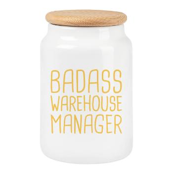 Warehouse Manager Badass - Keksdose mit Holzdeckel - Weiß - Vorne