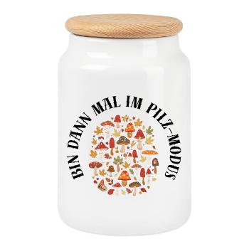 Autumn mushrooms I'm in mushroom mode picking mushrooms - Cookie Jar with Wooden Lid - white - Front