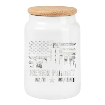 N’oubliez jamais 09/11 – New York Skyline avec Twin To - Boîte à biscuits avec couvercle en bois - blanc - Devant