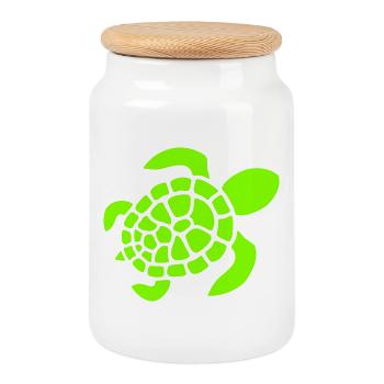 Turtle Logo Turtle Shell Pattern Icon - Cookie Jar with Wooden Lid - white - Front