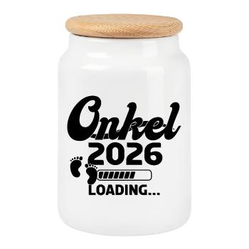 Onkel 2026 Loading - Keksdose mit Holzdeckel - Weiß - Vorne