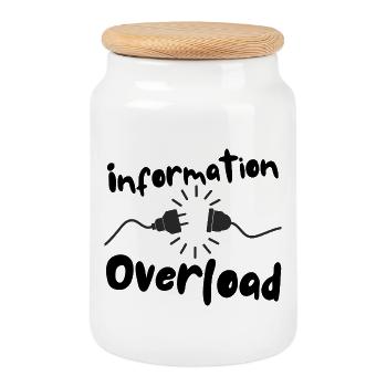 Information overload plug current - Cookie Jar with Wooden Lid - white - Front
