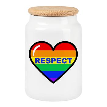 Respect Orgueil Cœur - Boîte à biscuits avec couvercle en bois - blanc - Devant