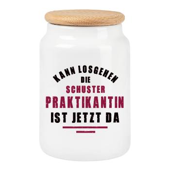 Praktikantin Schusterin Praktikum Schusterei - Keksdose mit Holzdeckel - Weiß - Vorne