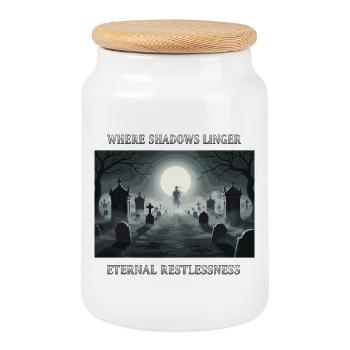 Eternal shadows in the cemetery - Cookie Jar with Wooden Lid - white - Front