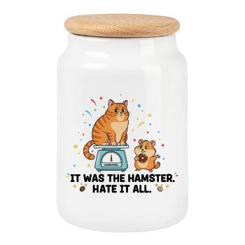 C’était le hamster - Boîte à biscuits avec couvercle en bois - blanc - Devant