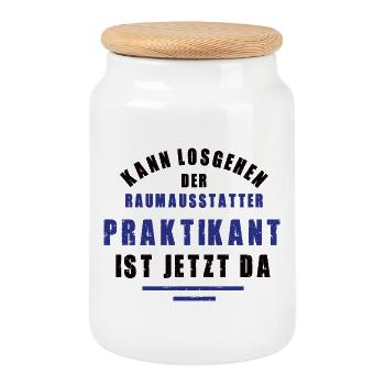 Intern Interior Decorator Internship Decorator - Cookie Jar with Wooden Lid - white - Front