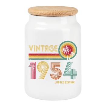 Rétro 1954 Palm Sunset Edition - Boîte à biscuits avec couvercle en bois - blanc - Devant