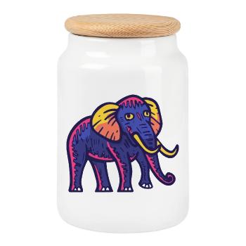 Mammouth Halloween Éléphant Zombie - Boîte à biscuits avec couvercle en bois - blanc - Devant