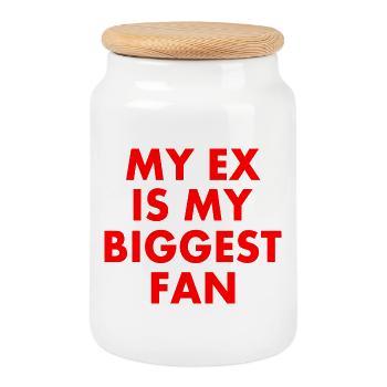 Mon ex est mon plus grand fan - Boîte à biscuits avec couvercle en bois - blanc - Devant