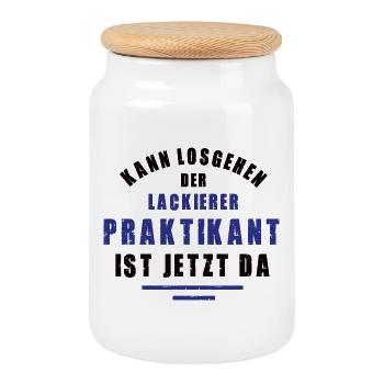 Intern Painter Internship Paint Shop Thank you - Cookie Jar with Wooden Lid - white - Front