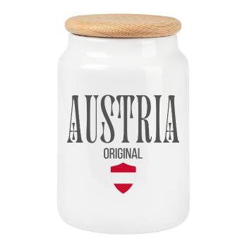 Originally from Austria, born in Austria - Cookie Jar with Wooden Lid - white - Front