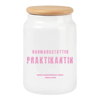 Raumausstatter Praktikantin Danke Praktikum  - Keksdose mit Holzdeckel - Weiß - Vorne