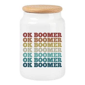 Boomer Arc En Ciel Retro - Boîte à biscuits avec couvercle en bois - blanc - Devant