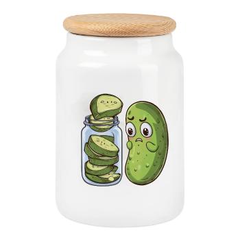 Funny Gift Idea for Woman Who Loves Cooking - Cookie Jar with Wooden Lid - white - Front