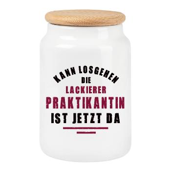 Praktikantin Lackiererin Praktikum Lackiererei - Keksdose mit Holzdeckel - Weiß - Vorne