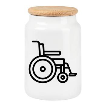 wheelchair - Cookie Jar with Wooden Lid - white - Front