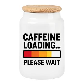 Caffeine Loading – Coffee Power - Cookie Jar with Wooden Lid - white - Front