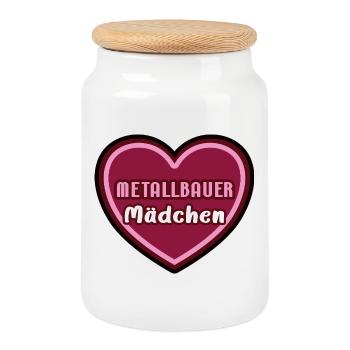 Metalworker Metalworker Girl Child Trainee - Cookie Jar with Wooden Lid - white - Front