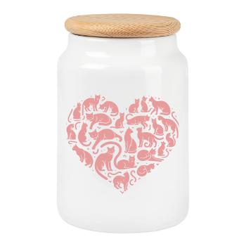 Katzen herz Silhouette Rosa - Keksdose mit Holzdeckel - Weiß - Vorne