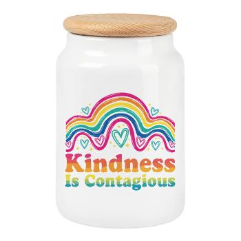 Kindness Emotional Learning Teacher SEL - Cookie Jar with Wooden Lid - white - Front
